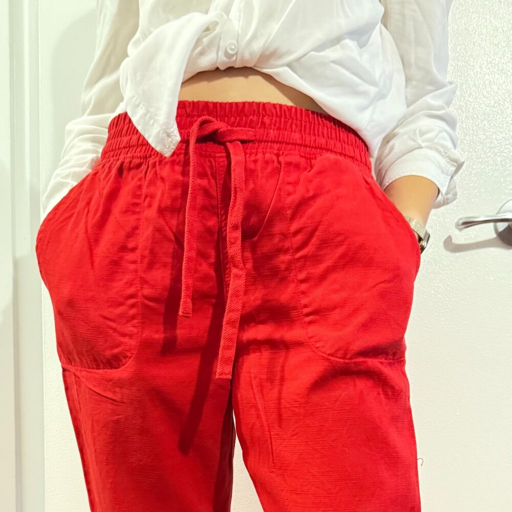 Zara Cargo Jeans Pants The Slim Cargo RED